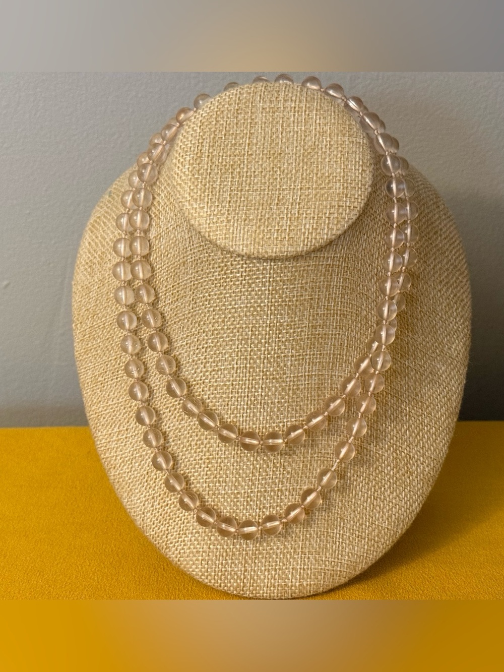 Crown Trifari Long Lucite Bead Necklace
